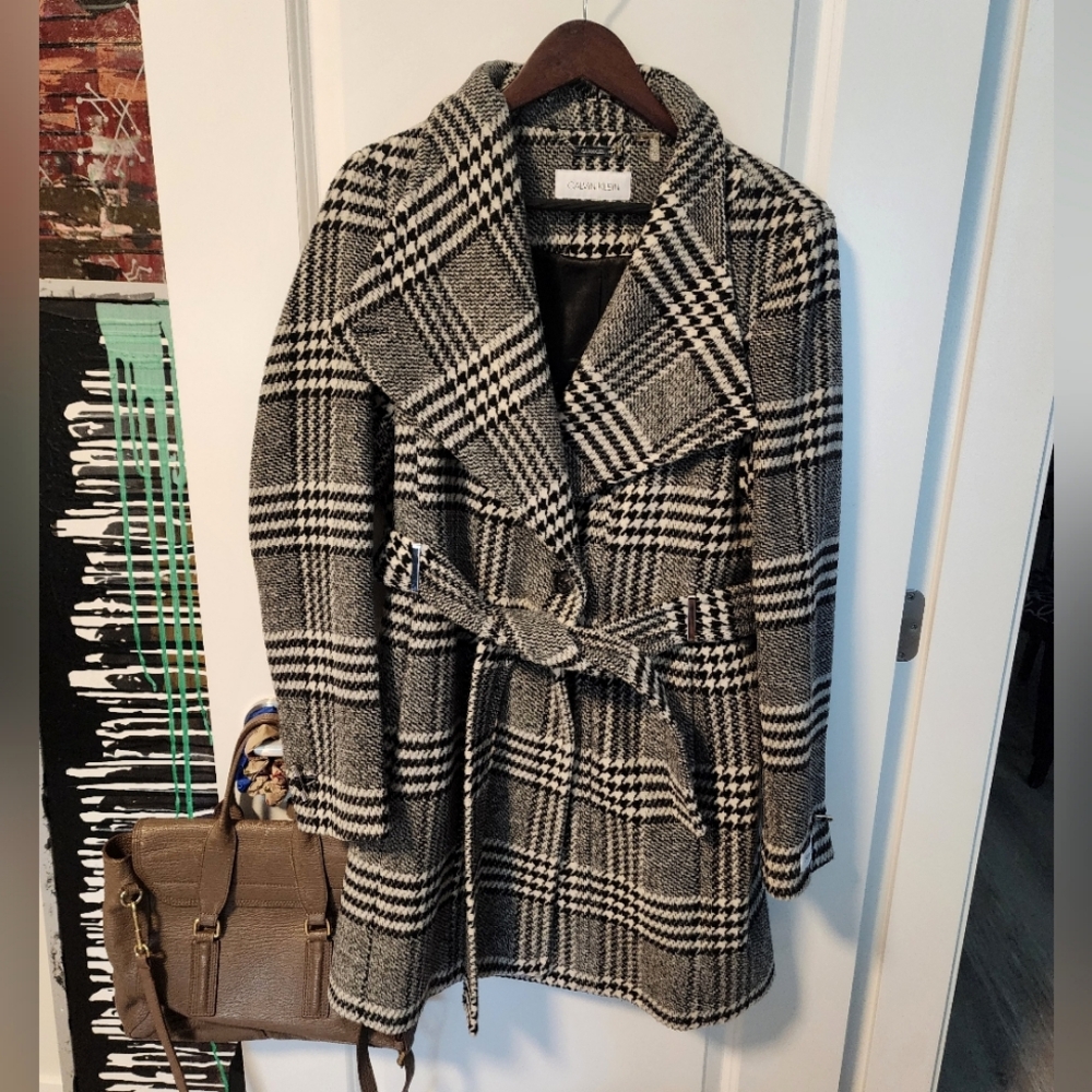 Calvin Klein Wool Blend Wrap Coat NWOT